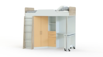 Кровать-чердак со столом Ника 427 BMS со шкафом