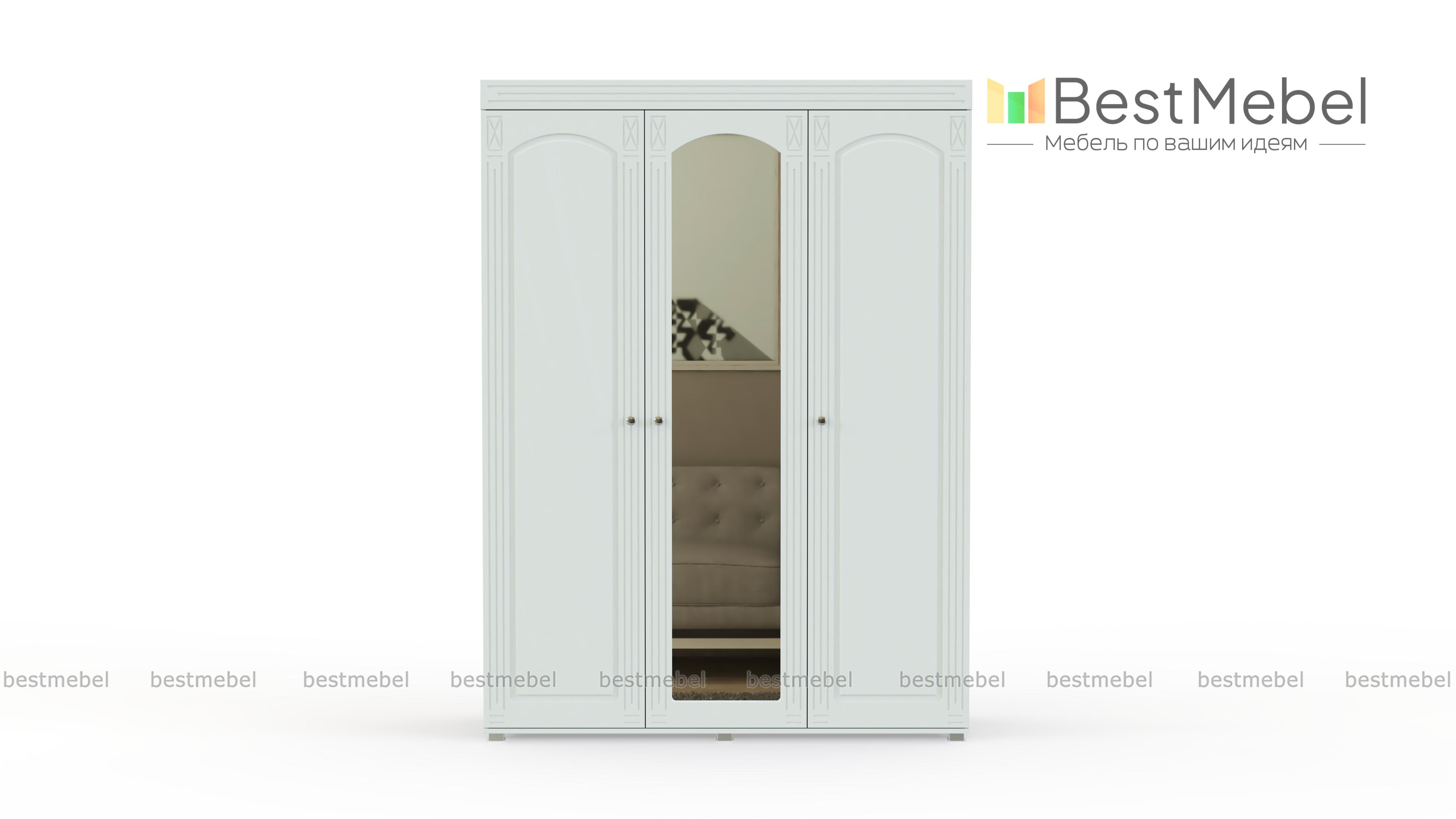 Шкаф трехстворчатый с зеркалом ЭМ-18 Элизабет BMS - Фото