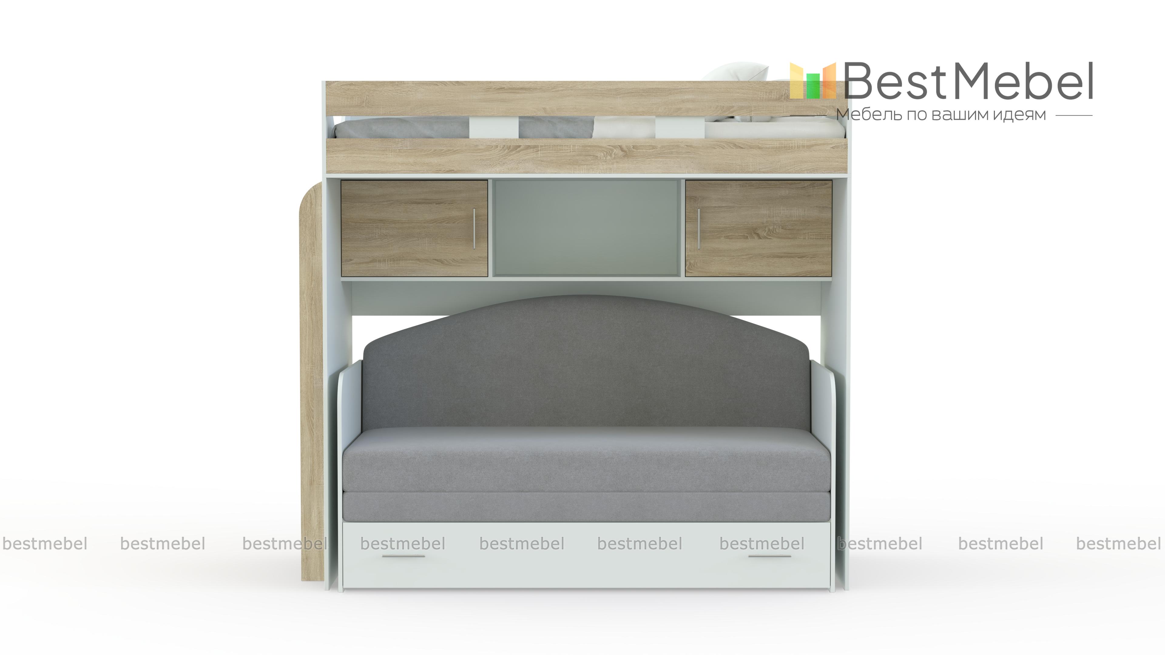 Кровать-чердак с диваном Пума 4 BMS - Фото